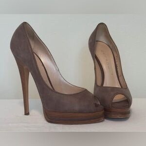 Casadei Peep-Toe Heels platform stiletto high heels shoes women’s 7 brown